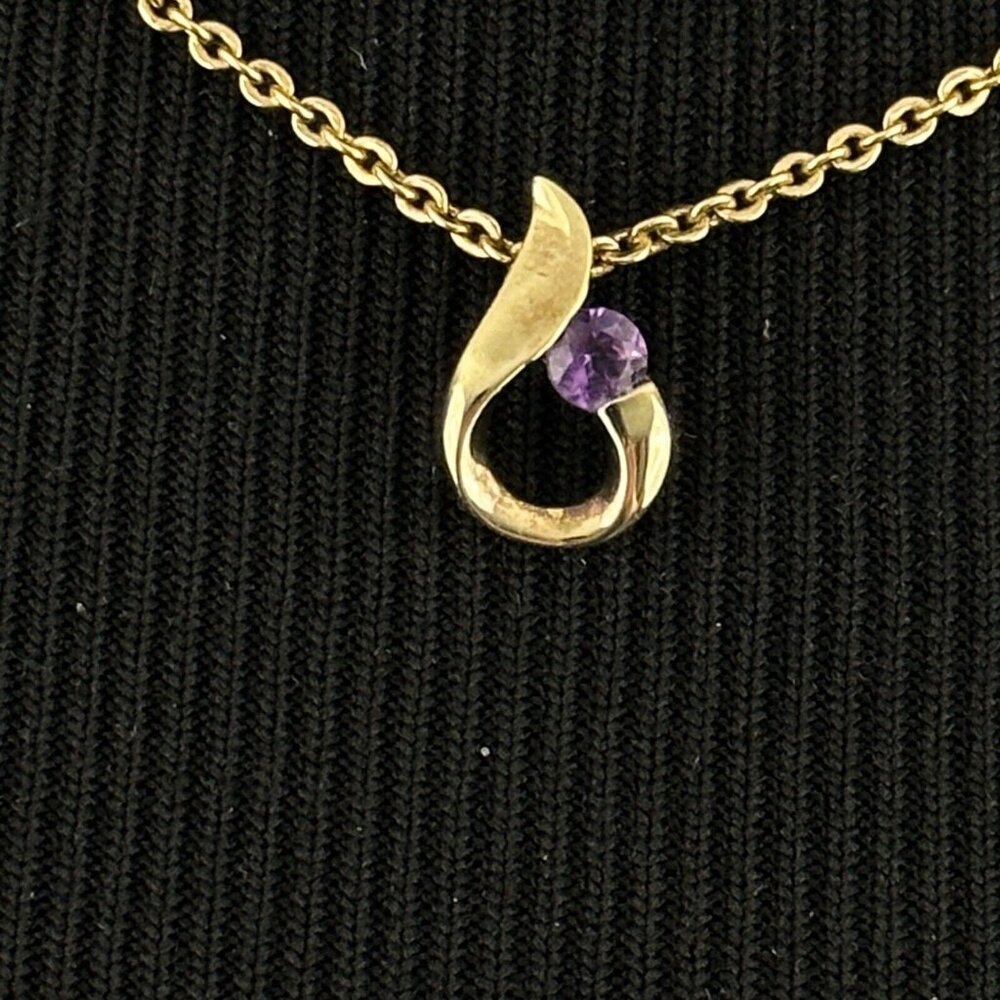 JC amethyst vermeil pendant necklace on 15.75" gold-tone chain